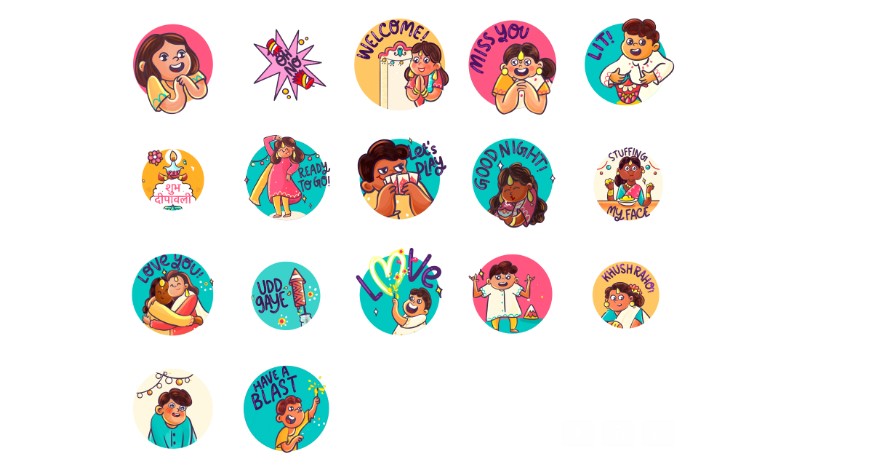 WhatsApp Deepavali stickers. Credit: WhatsApp