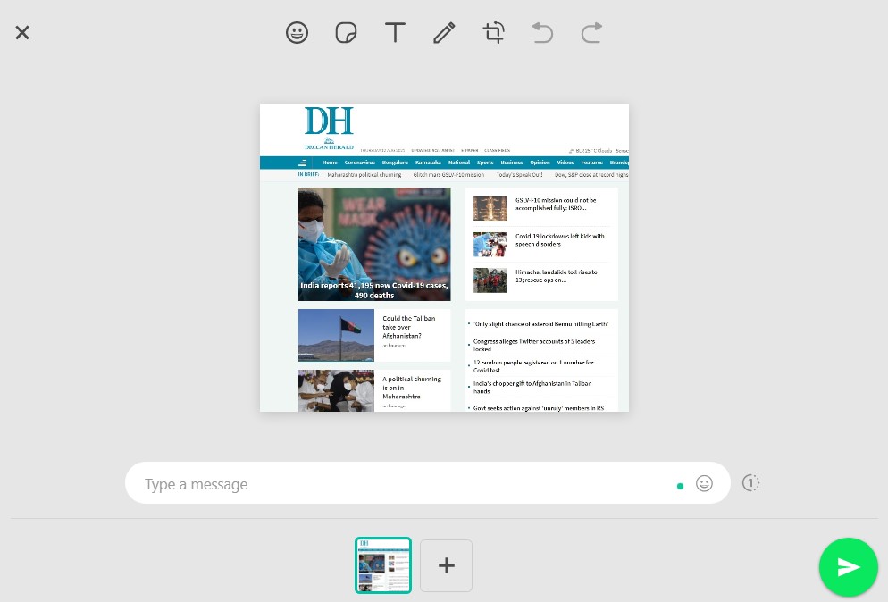 WhatsApp Web app gets an image editing tool. Credit: DH Photo/KVN Rohit