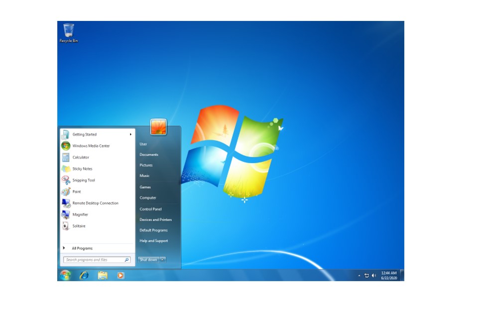 Windows 7 home screen page. Credit: Creative Commons/Wikipedia [Used with permission from Microsoft]