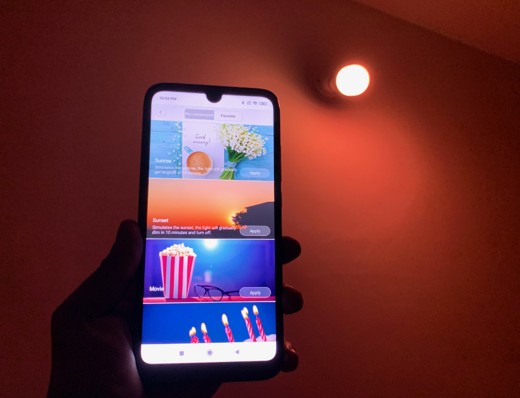 Xiaomi Mi LED smart bulb offers numerous light themes; Picture credit: DH Photo/KVN Rohit