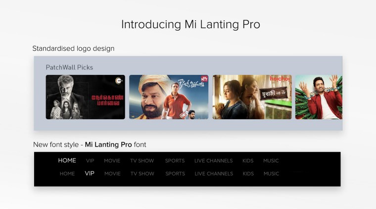 New font style coming with PatchWall 3.0 (Credit: Xiaomi)