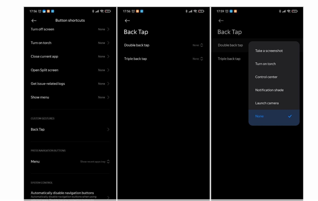 Back-tap feature on Xiaomi MIUI 12. Credit: XDA Developers Forum