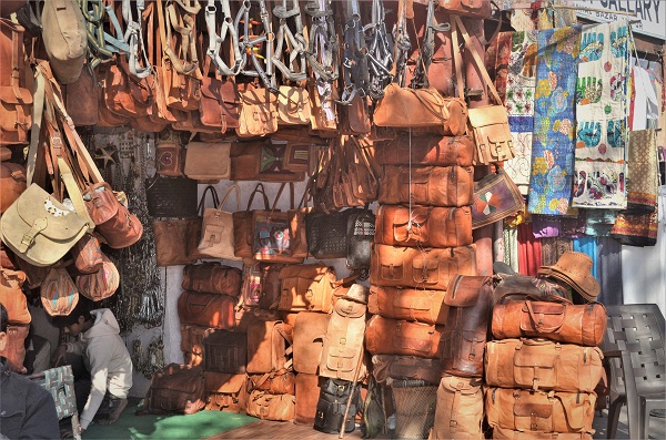 Camel leather bags.