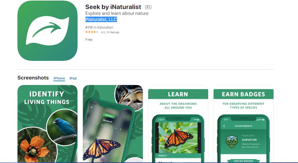 Seek by iNaturalist on Apple App Store (screen-shot)