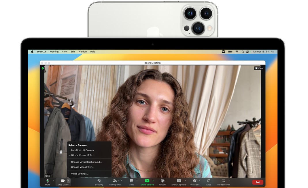 The new macOS Ventura brings the camera continuity feature to Macs. Credit: Apple