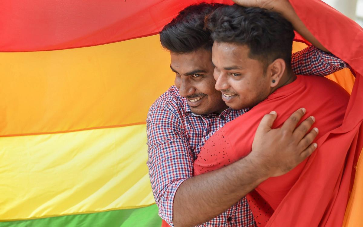 Syed Ayaan (L) celebrating the SC verdict decriminalising the IPC Section 377.