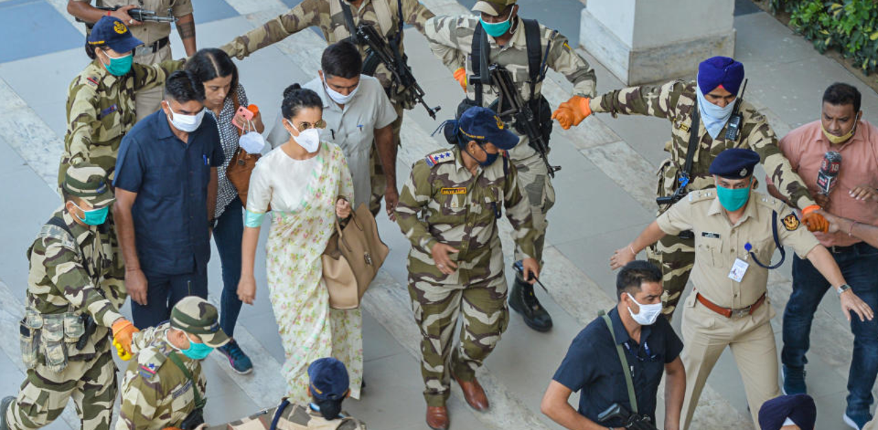 Kangana Ranaut lands in Mumbai amid protest at airport