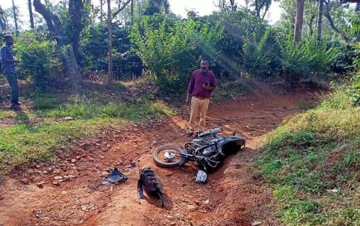 Elephant attacks bike rider, pillion in Srimangala