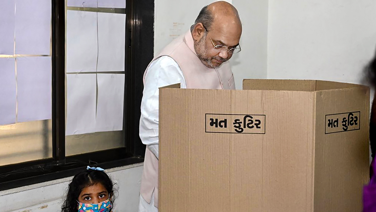 Gujarat civic polls: Amit Shah casts his vote in Ahmedabad