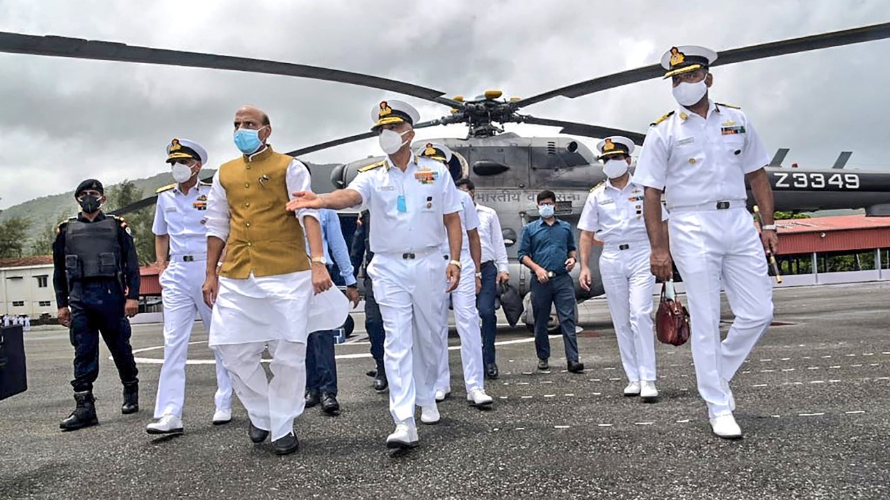 Rajnath Singh reviews Project Seabird work in Karwar