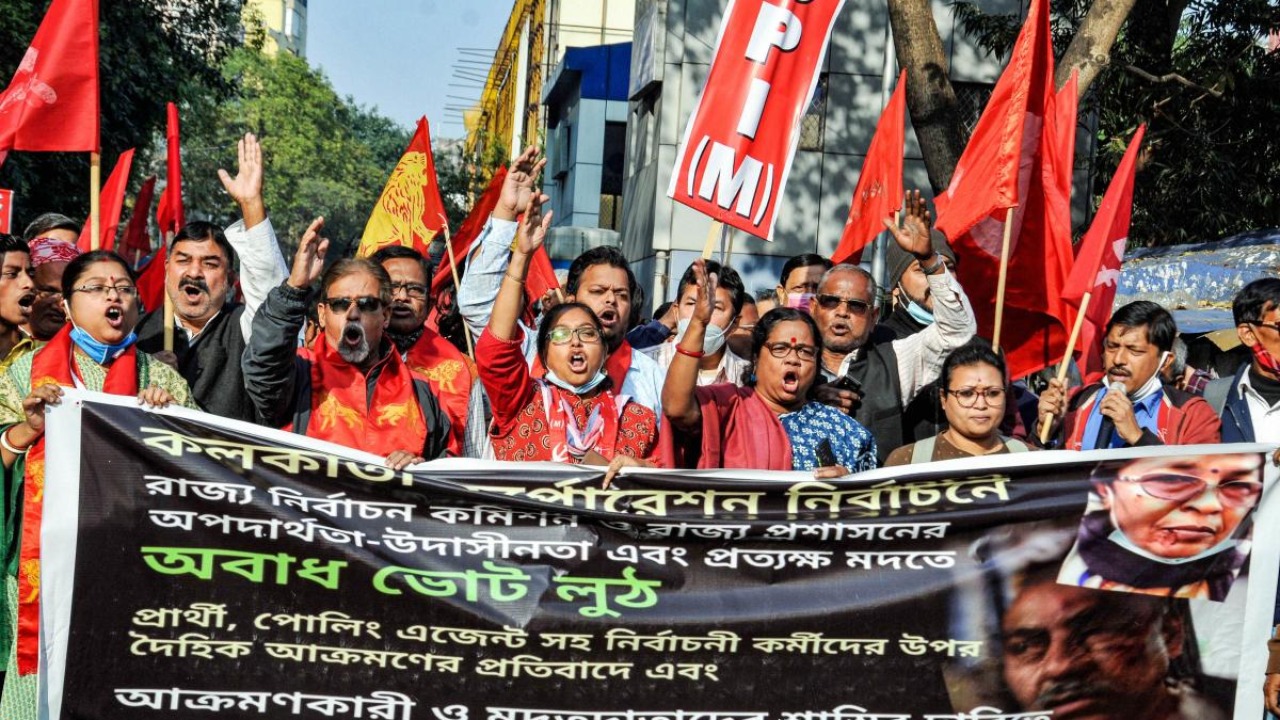 BJP, Left, and Congress take to streets against ‘unfair’ Kolkata polls