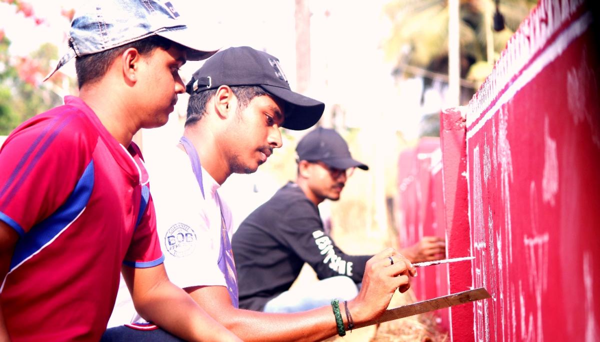 Students adorn school walls with warli art