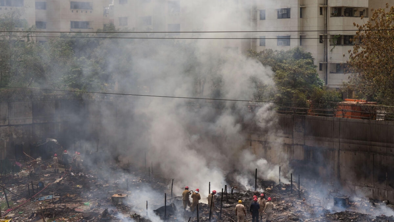 Fire in Shastri Park slum in Delhi