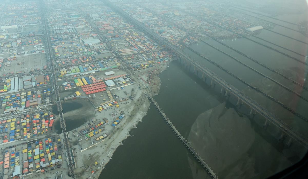 An aerial view of the Sangam. PTI photo