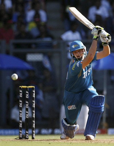 Pune Warriors batsman Steve Smith plays a shot during their IPL T20 match against Mumbai Indians in Mumbai on Friday. PTI Photo by Shashank Parade