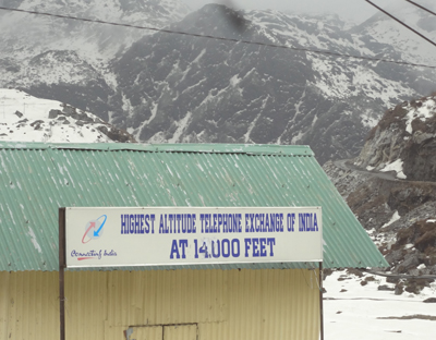 Arin Paul captures highest altitude telephone exchange   in India at  Sheratbang (14,000 ft) on The Way to Baba Mandir.. Sikkim