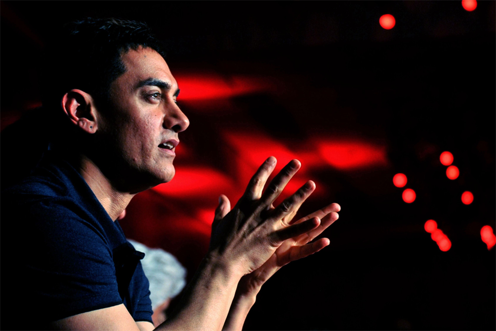 Indian Bollywood actor Aamir Khan talks during the soundtrack launch for  the forthcoming Hindi film 'Talaash' in Mumbai on October 18, 2012. AFP