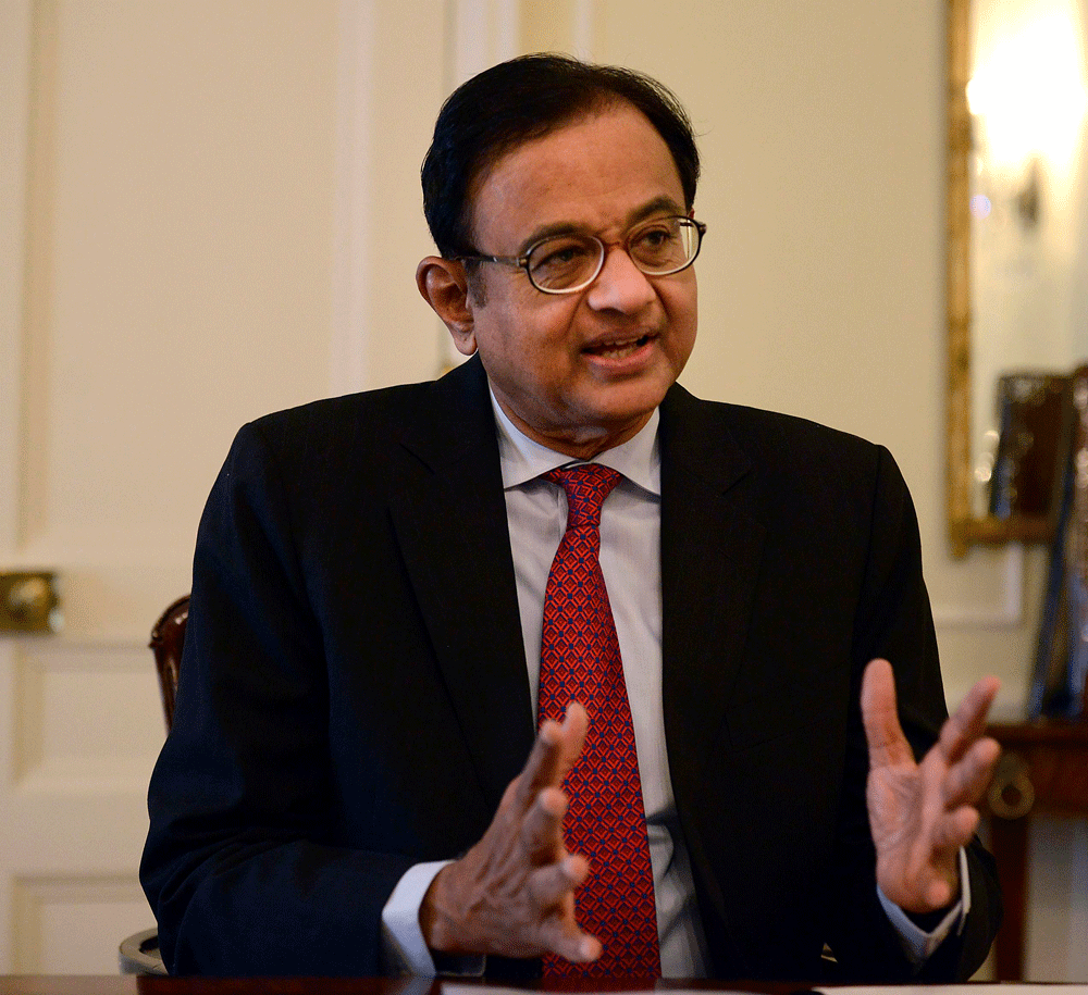 India's Finance Minister Palaniappan Chidambaram speaks during a news  conference in New York, April 17, 2013. REUTERS/Keith Bedford