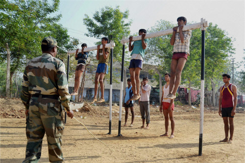  Aspirants undergoing physical test during the an Army recruitment rally in Mathura on Thursday