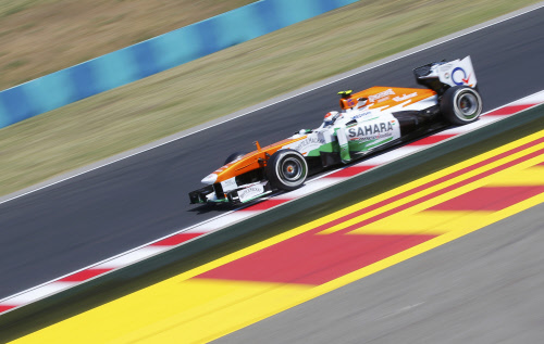 Force India Formula One driver Adrian Sutil of Germany drives during the second practice session of the Hungarian F1 Grand Prix at the Hungaroring circuit in Mogyorod, near Budapest July 26, 2013. REUTERS