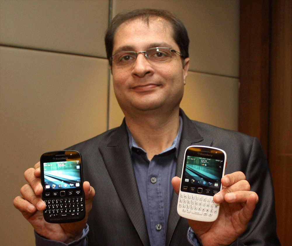 Mumbai: Advait Vaidya, Head- Product Management- India Research In  Motion during the launch of BlackBerry 9720 phone in Mumbai on Thursday.  PTI Photo by Mitesh Bhuvad