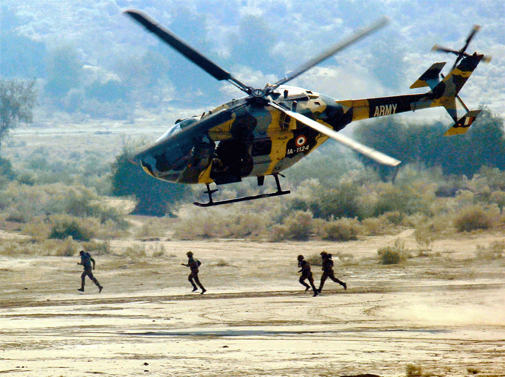 Jodhpur: Indian soldiers during Indo-Russia joint military exercise in Jodhpur, Rajasthan on Wednesday. PTI Photo