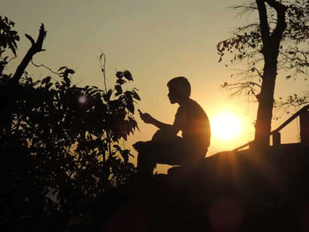 Sunset at the Jenu Kallu gudda near Yellapur.