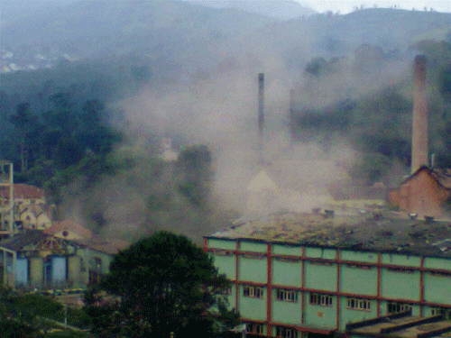 Smokes coming from a Cordite Factory after the blast at Aruvankadu near Ooty on Monday. PTI Photo