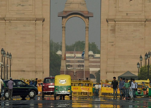 A Mirage appears on the Rajpath as the mercury rises in New Delhi on Sunday.PTI Photo