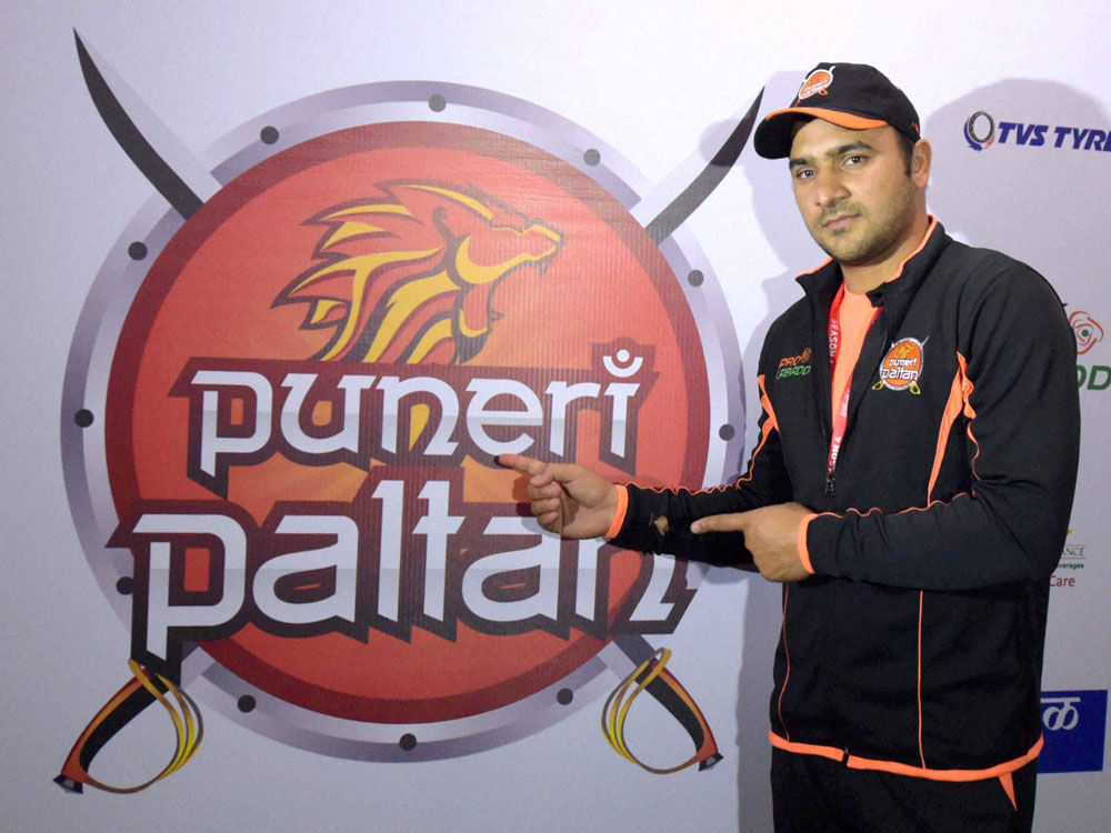 Puneri Paltan captain Manjeet Chillar poses for media during a press conference of Pro Kabaddi League 2016 in Mumbai on Friday. PTI Photo