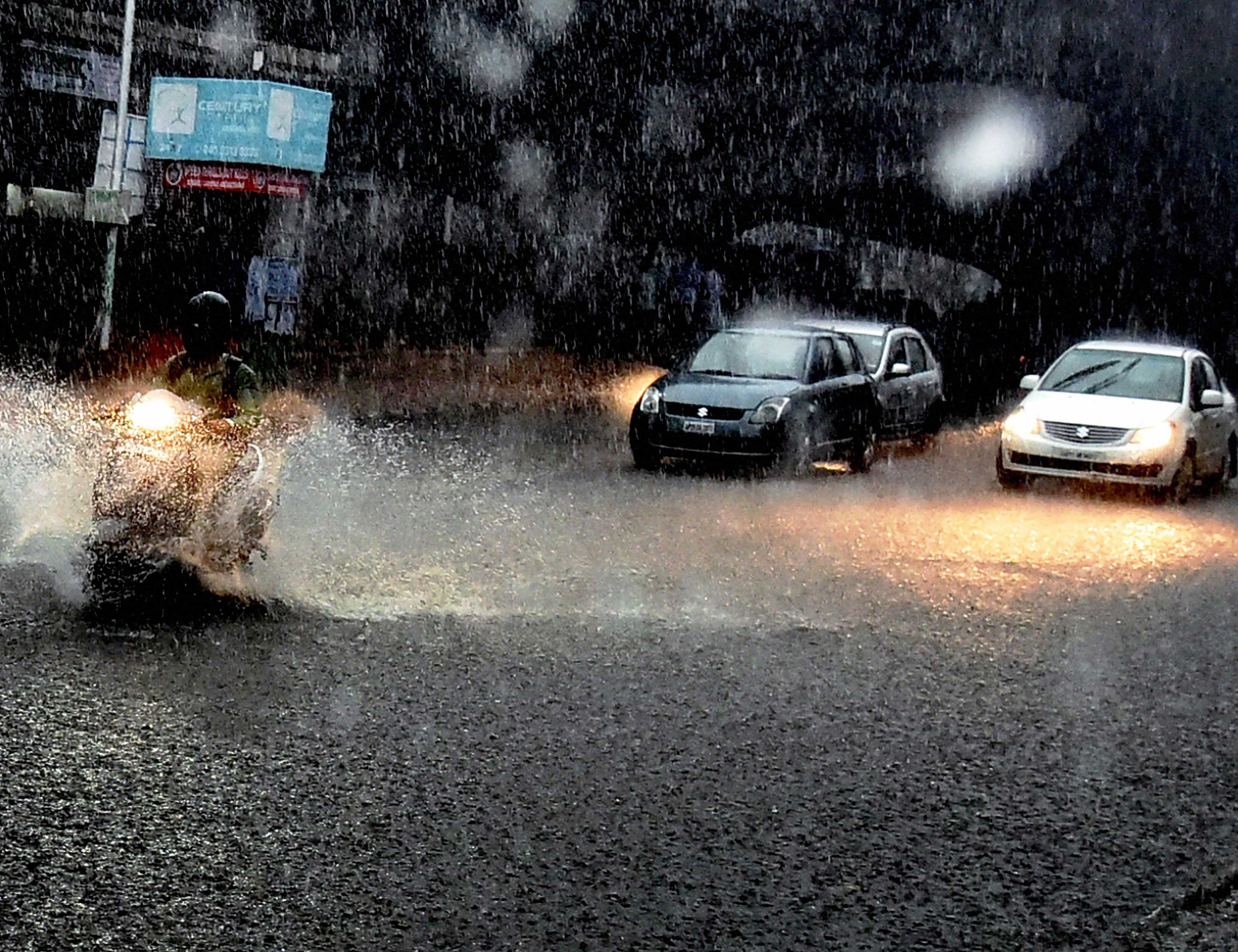 Heavy rains lashed Hyderabad on Friday evening.