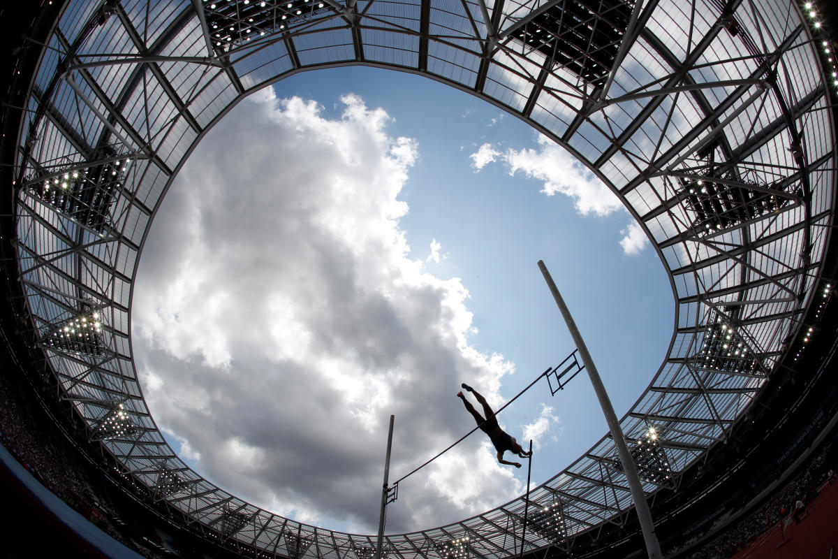 Sweden's Michaela Meijer in action in the women's pole vault event. (Reuters Photo)