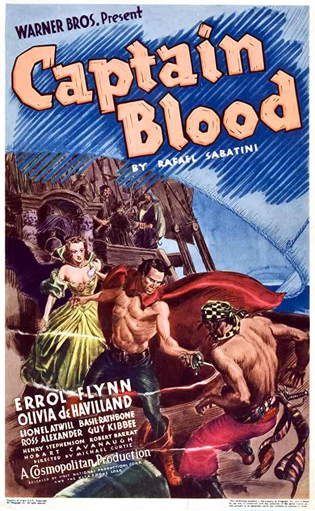 Captain Blood (1935) | The first in a string of films with Errol Flynn, “Captain Blood” established a winning formula: Flynn as the rakish, irreverent, truehearted hero of the common man, de Havilland as the well-mannered aristocrat worn down by his charms. Set in 17th-century England, the film stars Flynn as a doctor sold into slavery for rebelling against the king and de Havilland as the wealthy colonist who decides to buy him, more out of coquettish intrigue than a need for labour. Credit: IMDb