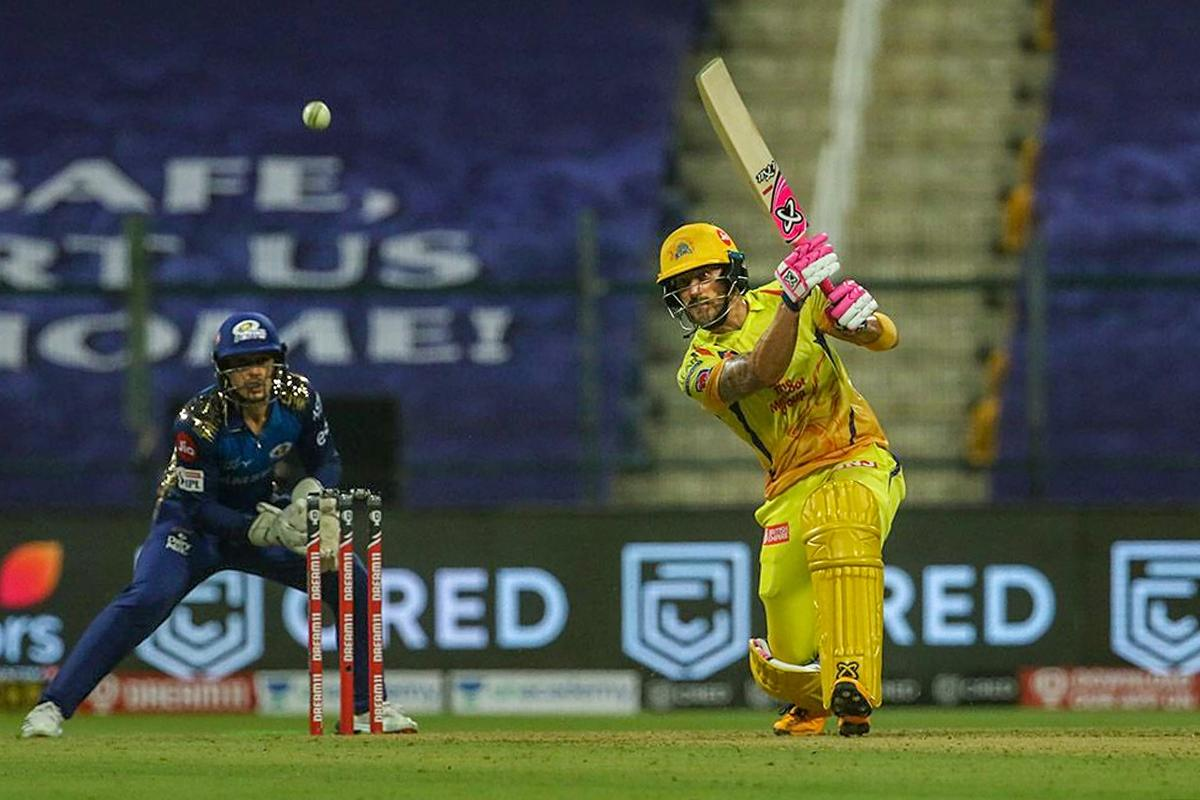 Faf Du Plessis, who masterfully played the anchor’s role, took Chennai over the line with a pull for four. Credit: PTI Photo