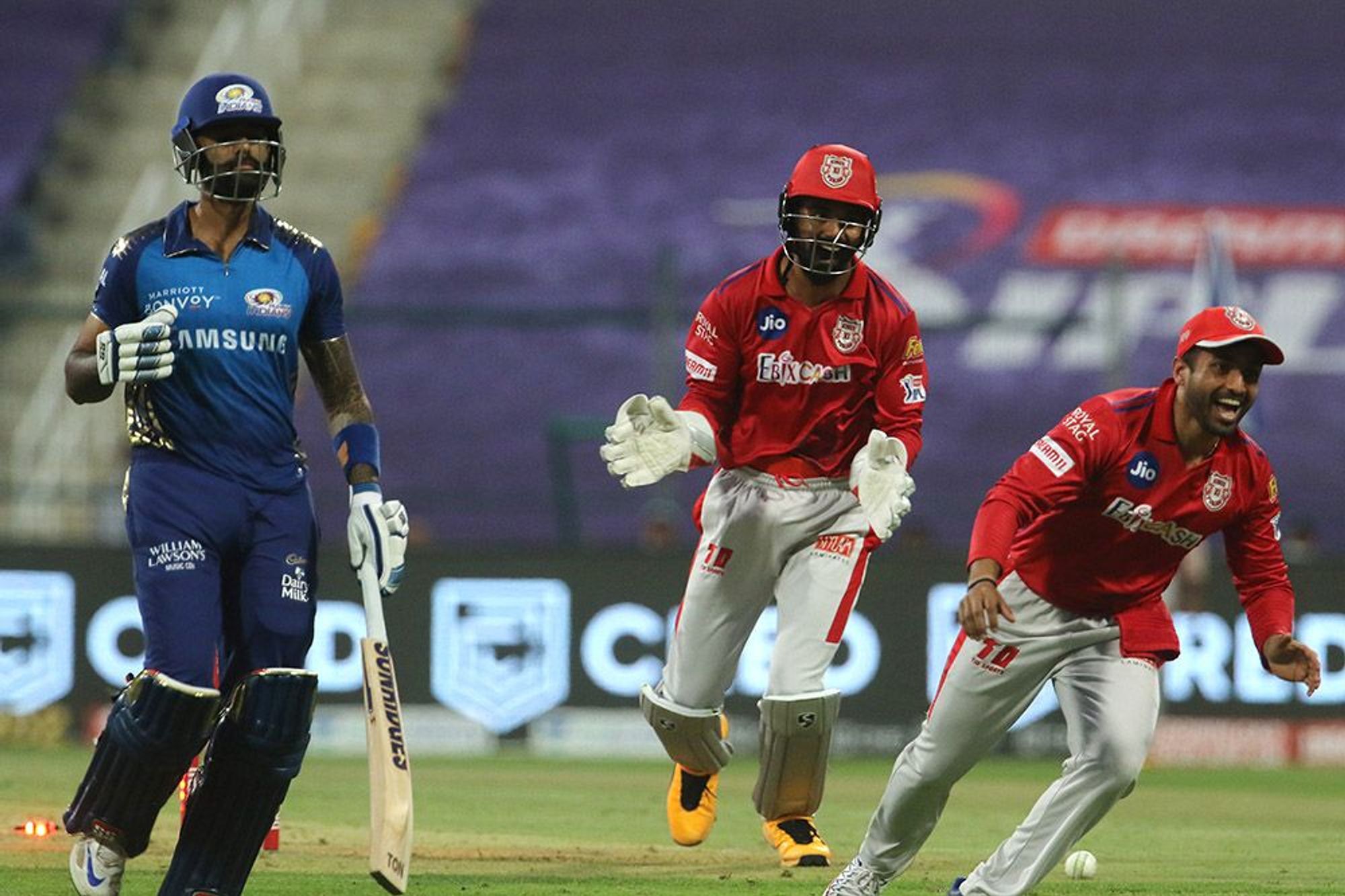 Kings X1 Punjab players celebrates the wicket of Surya Kumar Yadav of Mumbai Indians. Credit: iplt20.com, BCCI