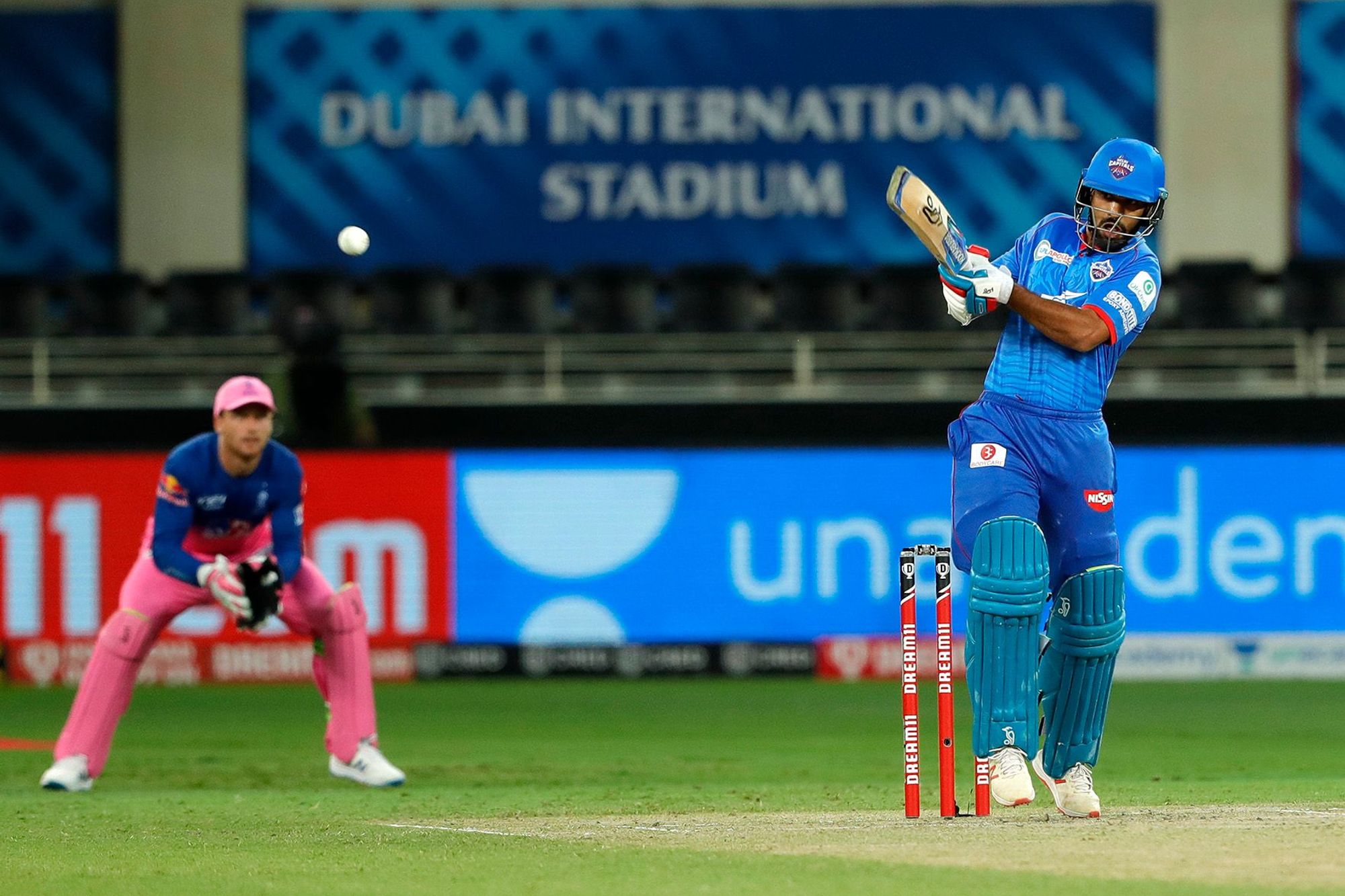 Shikhar Dhawan plays a shot on the leg side. Credit: IPL Official Website/iplt20.com