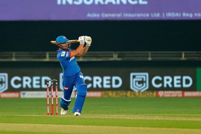 Stoinis puts up a splendid show in Dubai with a fine half-century off 20 deliveries. Credit: IPL official twitter handle