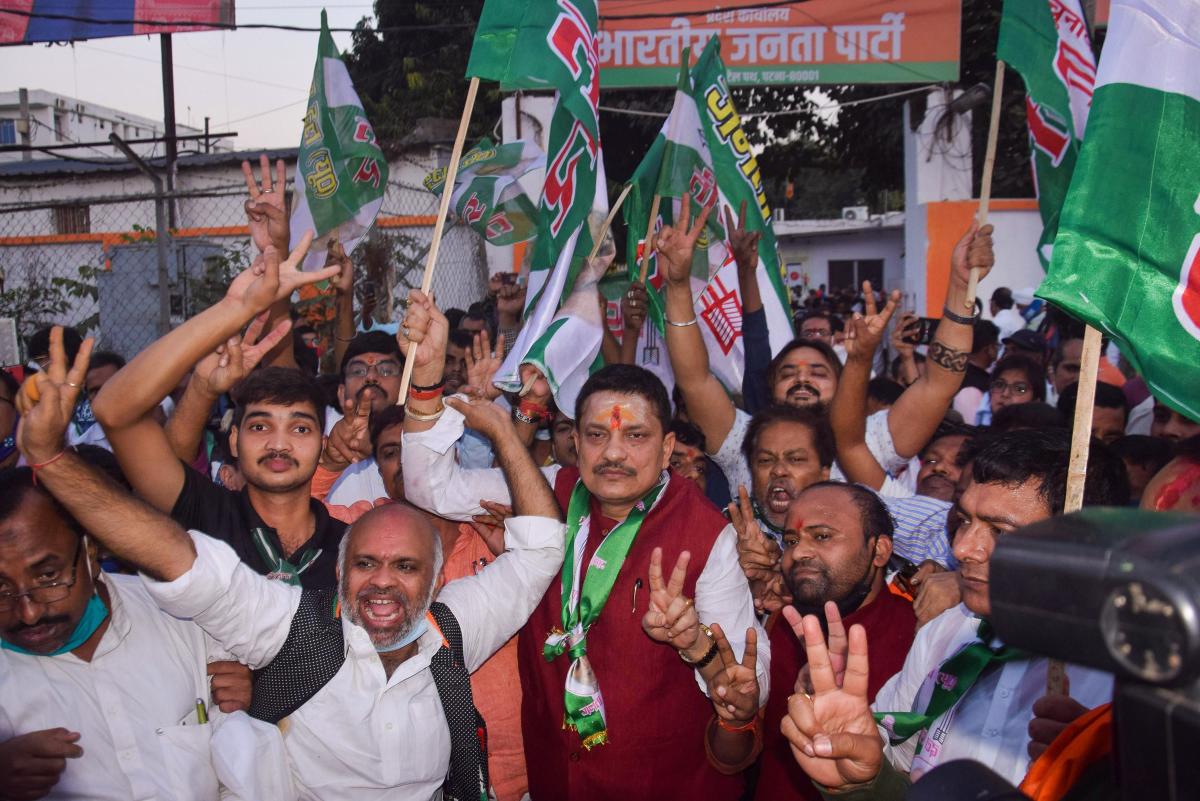 In an extremely close battle, the JD(U) won the Hilsa assembly seat just by 12 votes.  JD(U)'s Krishnamurari Sharan alias Prem Mukhiya polled 61,848 votes, while his nearest Atri Muni alias Shakti Singh Yadav of the RJD got 61,836 votes. Credit: PTI Photo