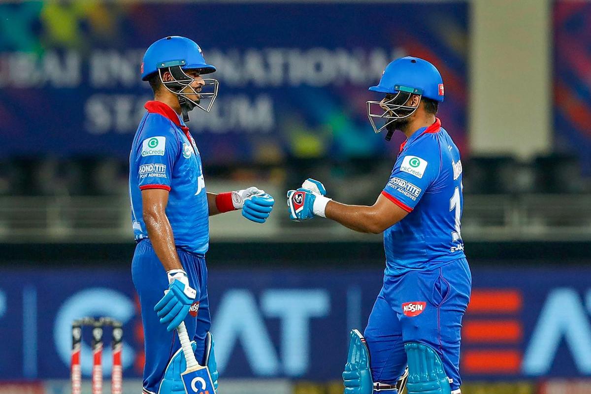 Delhi Capitals batsmen Shreyas Iyer and Rishabh Pant during the Indian Premier League (IPL) T20 final cricket match against Mumbai Indians. Credit: PTI Photo