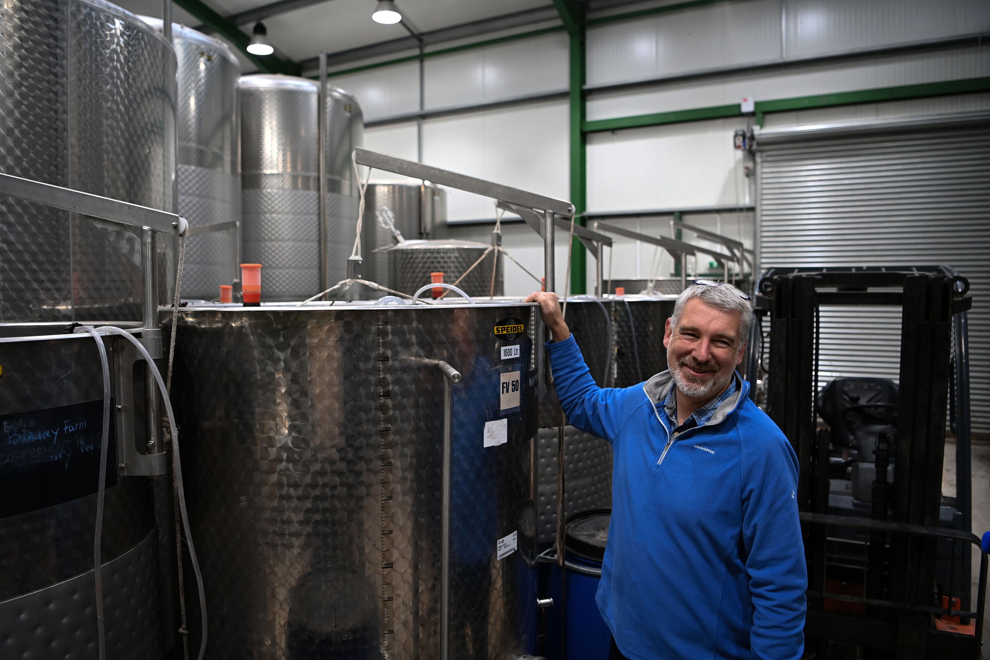 Winemaker Simon Day poses for a photograph at Haygrove Evolution's Sixteen Ridges Winery in Ledbury, west of England. Credit: AFP Photo