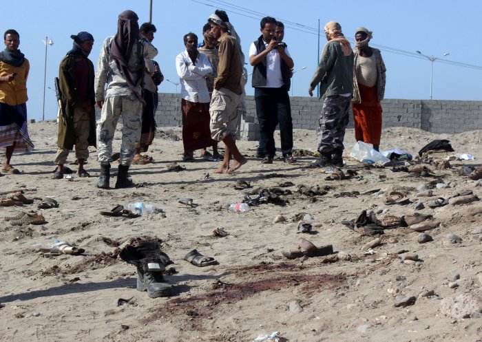 6. Yemen | A suicide bomber from the Islamic State group killed at least 48 Yemeni soldiers in Aden today, the latest in a string of deadly attacks against recruits in the country's second city. Credit: Reuters Photo