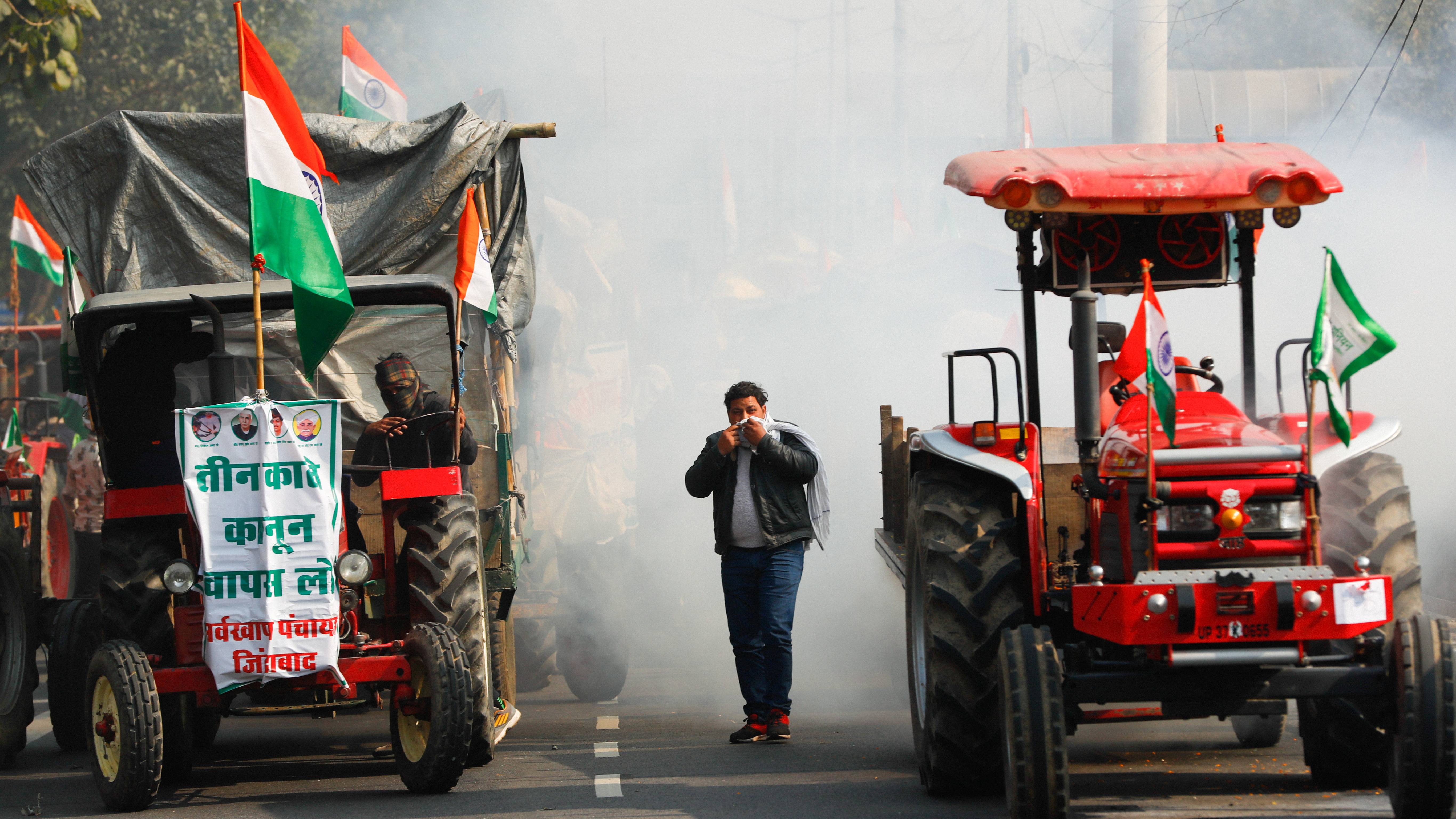 Farmers, mostly from Punjab, Haryana and western Uttar Pradesh, have been camping at several Delhi border points, including Tikri, Singhu and Ghazipur, since November 28, demanding a complete repeal of three farm laws and a legal guarantee on minimum support price for their crops. Credit: Reuters