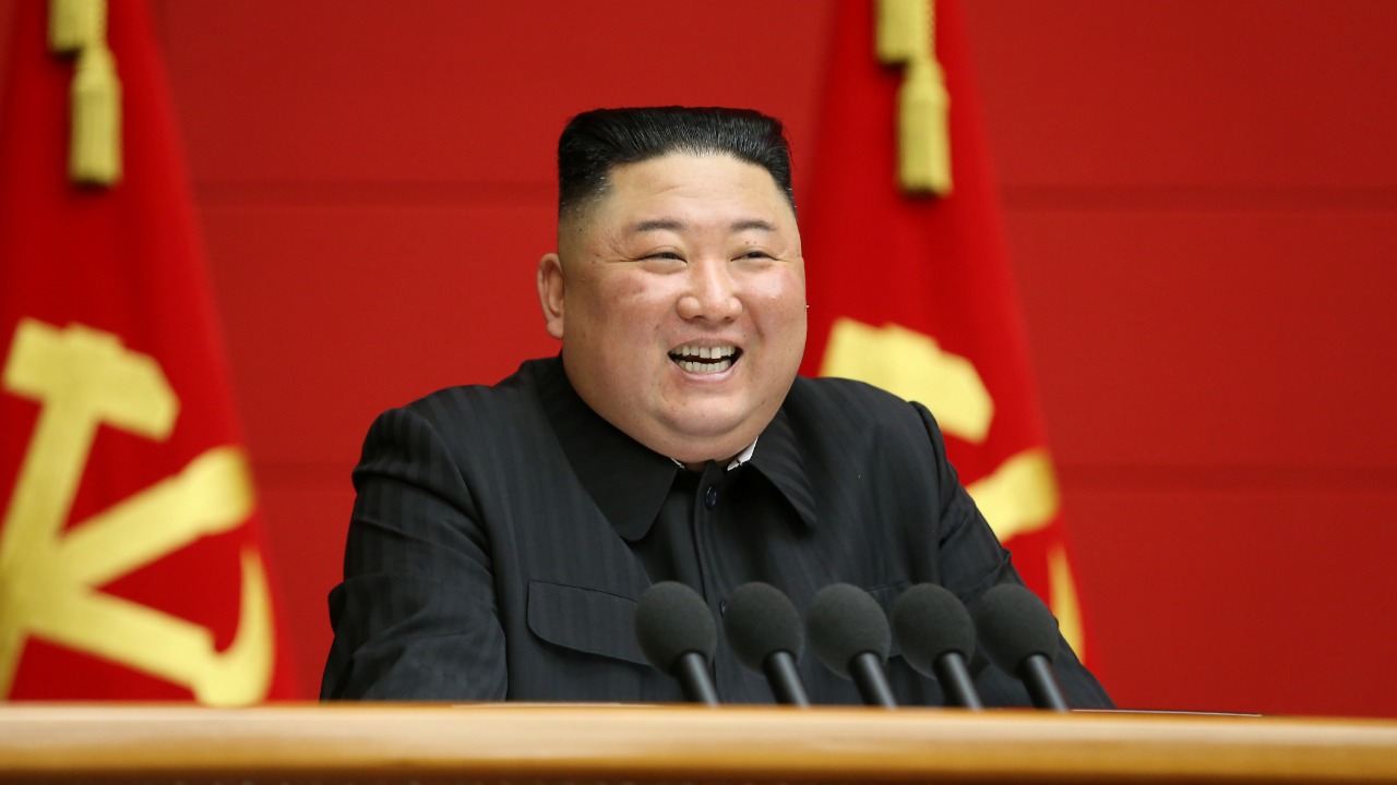 North Korea's leader Kim Jong Un addresses the first short course for chief secretaries of the city and county Party committees in Pyongyang, North Korea. Credit: KCNA via Reuters Photo