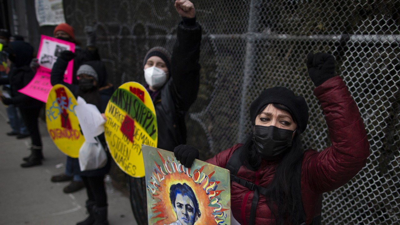 Women shout slogans against companies as they take part in a rally and march honoring International Women's Day, Credit: AFP Photo