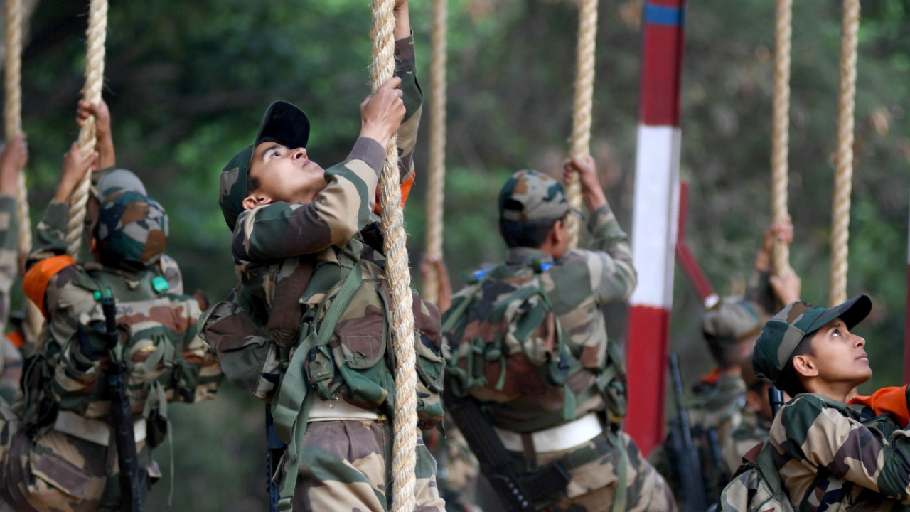 The first batch of women Military Police recruits trained at Corps of Military Police Centre and School, Bangalore.