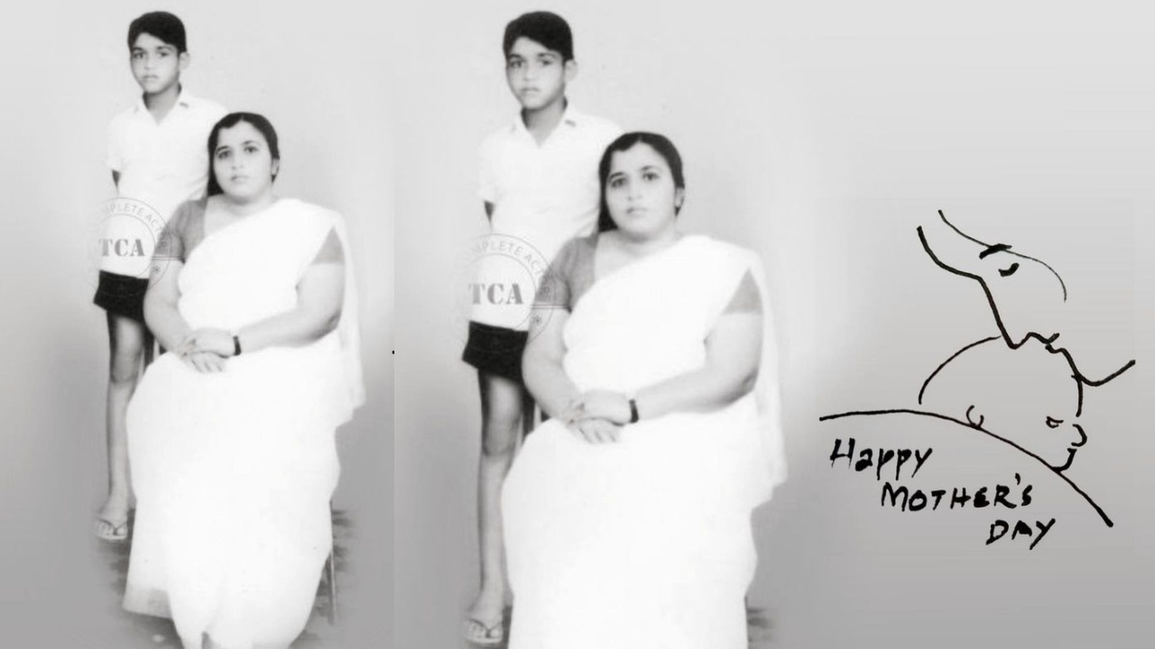 Reminiscing his childhood, Mohanlal shared this adorable picture with his mom on Mother's day.