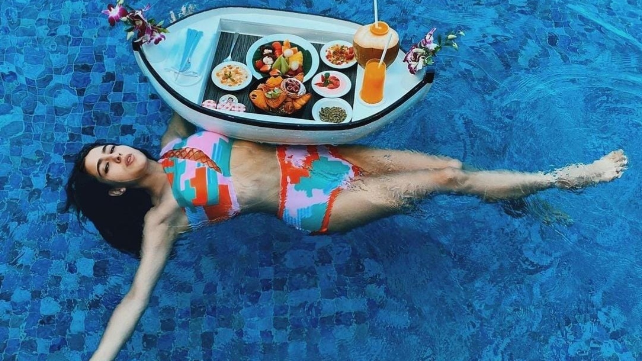 The actress rose up the mercury levels with this one shoulder Camoheart bikini, which instantly became our fashion favorite.