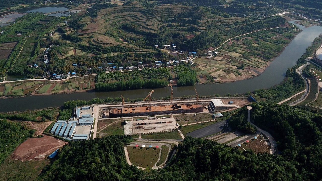 It forms the centrepiece of a Sichuan province theme park more than 1,000 kilometres (620 miles) from the sea.