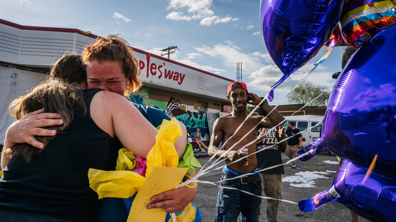 The intersection where George Floyd took his final breaths was transformed into an outdoor festival on the one-year anniversary of his death, with food, children's activities and a long list of musical performers. Credit: AFP Photo