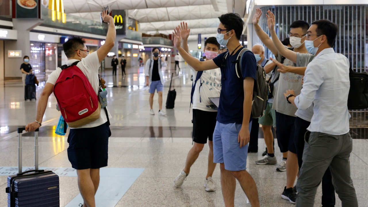 Hong Kong residents were seen giving an emotional farewell to their loved ones before they board flights to the United Kingdom amid deepening concerns over freedoms in the Chinese-ruled city.